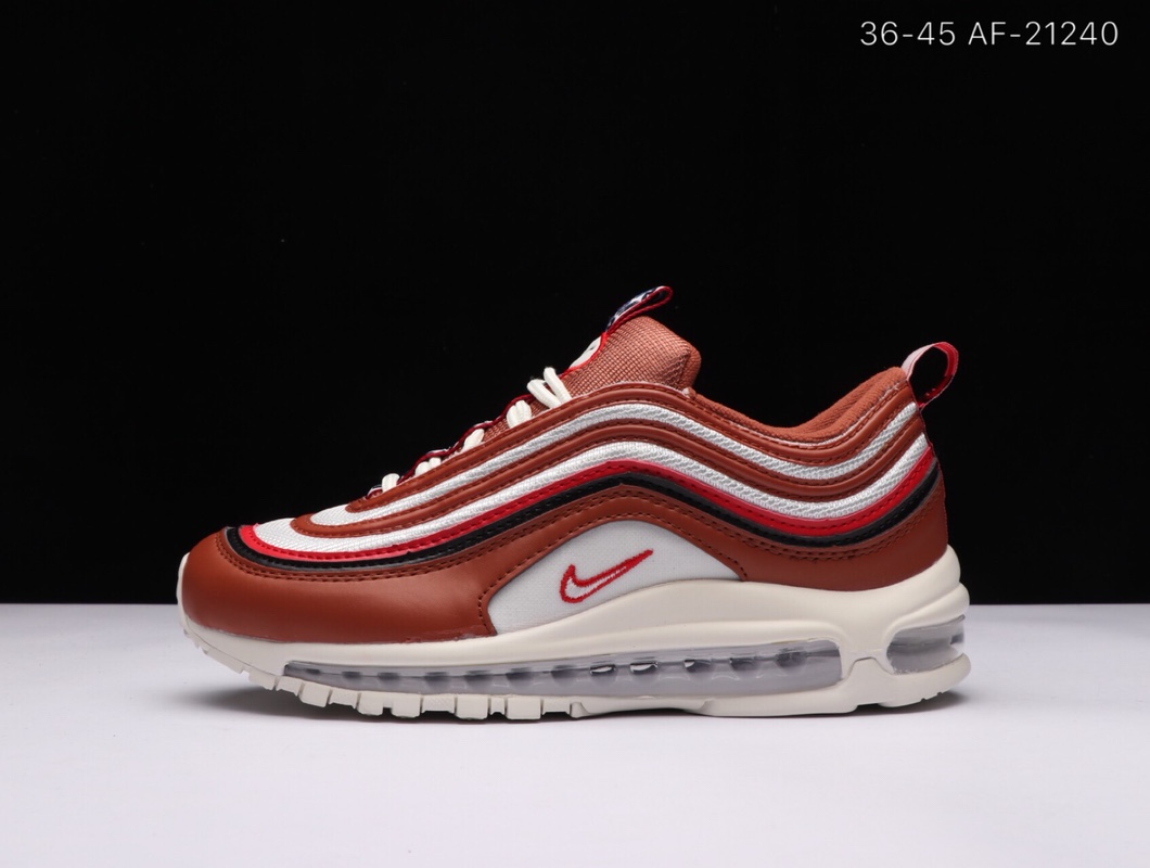 耐克/Nike Air Max 97 子弹 男女鞋 休闲缓震舒适跑步鞋白暗红36-45