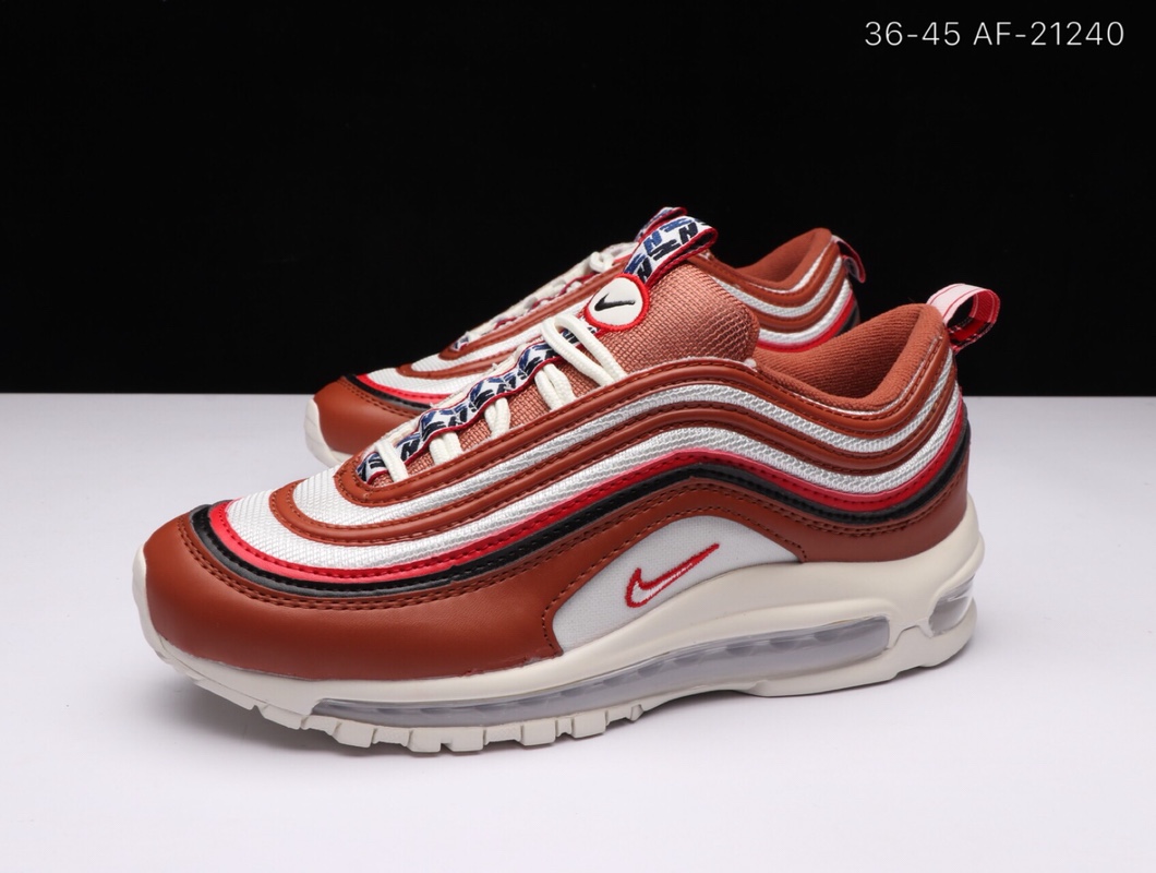 耐克/Nike Air Max 97 子弹 男女鞋 休闲缓震舒适跑步鞋白暗红36-45