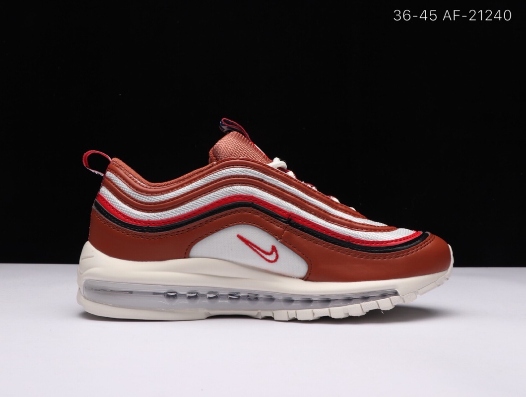 耐克/Nike Air Max 97 子弹 男女鞋 休闲缓震舒适跑步鞋白暗红36-45