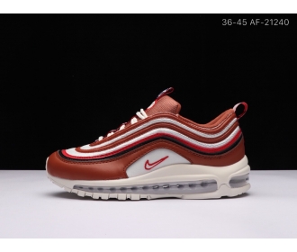 耐克/Nike Air Max 97 子弹 男女鞋 休闲缓震舒适跑步鞋白暗红36-45